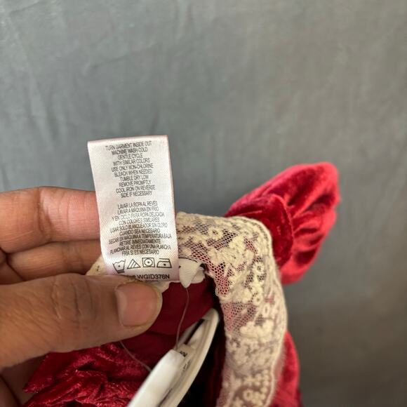 Vintage Deadstock Nicole Miller Christmas Dress Velvet Velour 24M 2 Piece Lace - Picture 13 of 13